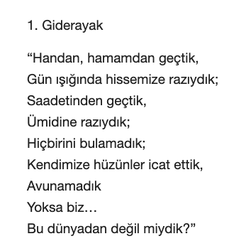 Orhan Veli Giderayak Şiiri