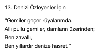 Orhan Veli Denizi Özleyenler için Şiiri