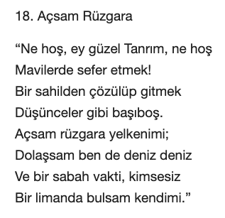 Orhan Veli Açsam Rüzgara Şiiri