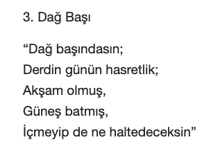 Orhan Veli Dağ Başı Şiiri